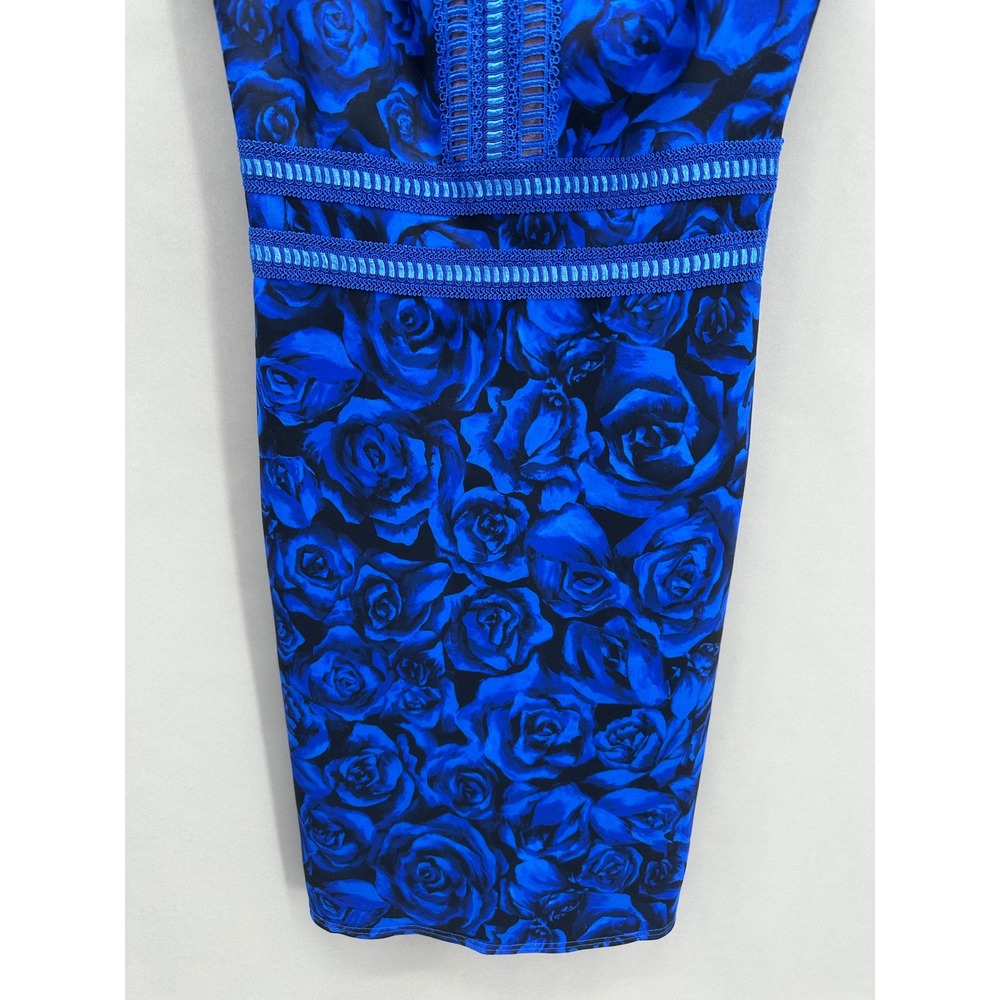 Tadashi Shoji Blue Rose Neoprene Sheath Dress‎ Size 2 Knee Length Party Glam - Picture 4 of 12